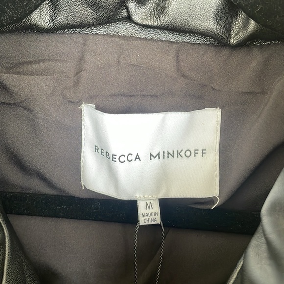 NWT REBECCA MINKOFF BLACK FAUX CROPPED PUFFER VEST - Picture 4 of 8